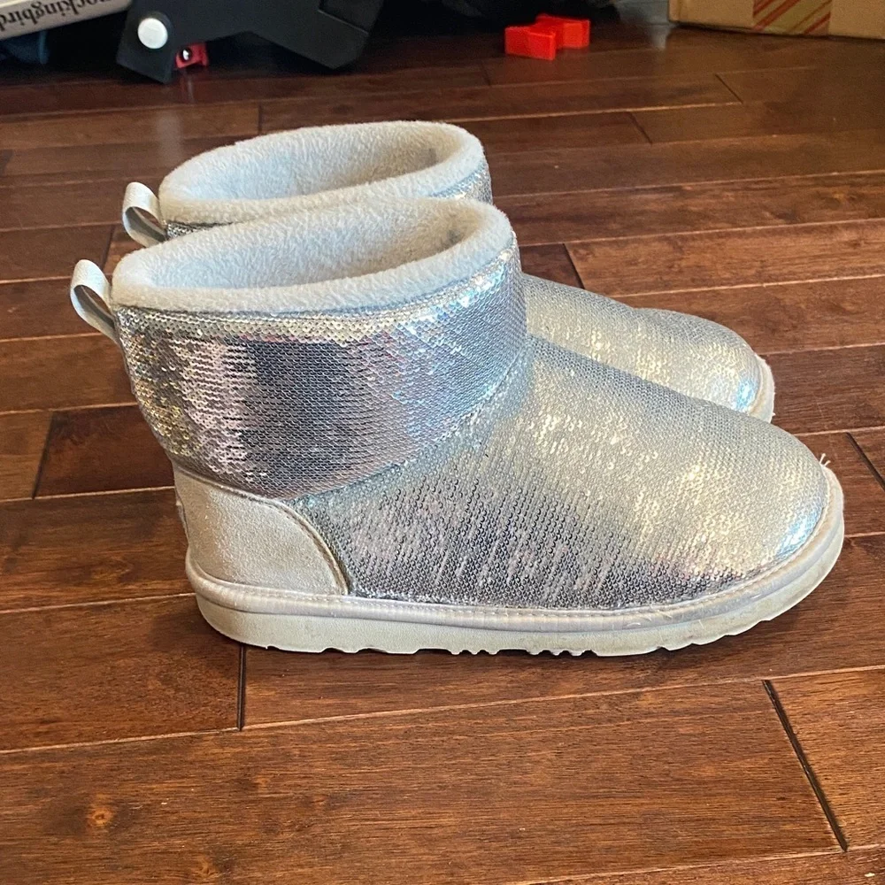 UGG Kids Shimmering Silver Boots